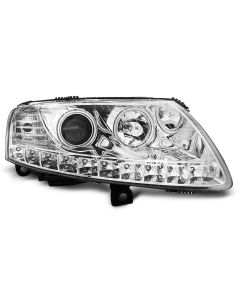 Фарове  с ангелски очи LED хром за AUDI A6 C6 04.04-08