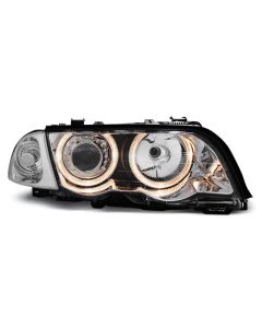 Фарове  с ангелски очи хром за BMW E46 05.98-08.01 S/T