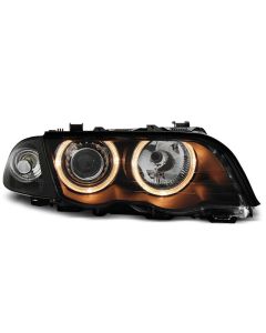 Фарове  с ангелски очи Черни за BMW E46 05.98-08.01 S/T