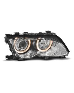 Фарове  с ангелски очи хром за BMW E46 09.01-03.05 S/T