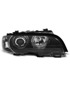 Фарове  с ангелски очи LED Черни за BMW E46 04.99-03.03 COUPE CABRIO