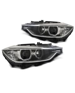 Фарове  с ангелски очи LED Черни за BMW F30/F31 10.11 - 05.15