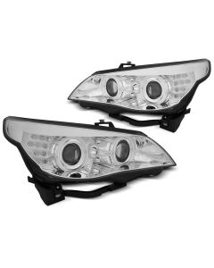 Фарове  с ангелски очи CCFL хром LED INDICATOR за BMW E60/E61 03-07