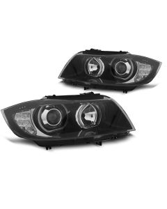 Фарове  с ангелски очи LED INDICATOR Черни за BMW E90/E91 03.05-11