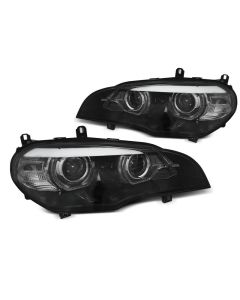 XENON Фарове  с ангелски очи LED DRL Черни AFS за BMW X5 E70 07-10