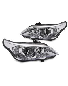 Фарове  с ангелски очи LED 3D хром за BMW E60 E61 03-07