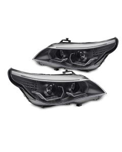 Фарове  с ангелски очи LED 3D Черни за BMW E60 E61 03-07