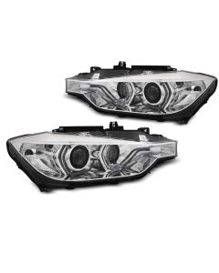 XENON Фарове  с ангелски очи LED DRL хром за BMW F30/F31 10.11 - 05.15