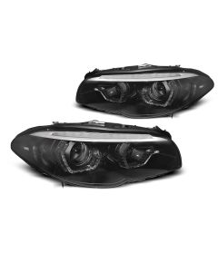 XENON Фарове  с ангелски очи LED DRL Черни SEQ за BMW F10/F11 10-13