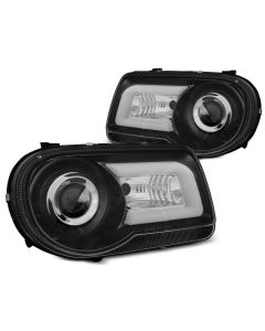 Фарове за CHRYSLER 300C 05-10 Черни TUBE LIGHT