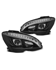 Фарове  TUBE LIGHT Черни SEQ за MERCEDES W204 07-10