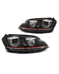 Фарове  U-LED LIGHT DRL Черни  LINE за VW GOLF 7 11.12-17