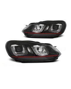 Фарове  U-LED LIGHT DRL Черни  LINE за VW GOLF 6 08-12