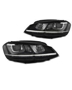 Фарове  U-LED LIGHT DRL Черни за VW GOLF 7 11.12-17