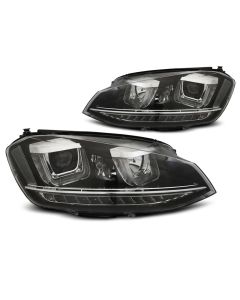 Фарове  U-LED LIGHT DRL Черни SEQ за VW GOLF 7 11.12-17