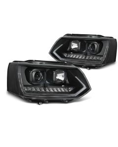 Фарове  TUBE LIGHT DRL Черни SEQ за VW T5 2010-2015