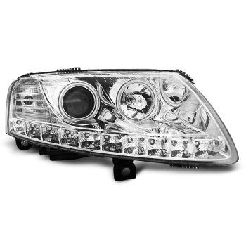 Фарове  с ангелски очи LED хром за AUDI A6 C6 04.04-08