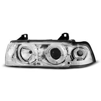 Фарове  с ангелски очи хром за BMW E36 12.90-08.99 C/C