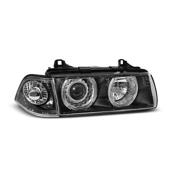 Фарове  с ангелски очи Черни за BMW E36 12.90-08.99