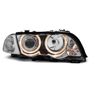 Фарове  с ангелски очи хром за BMW E46 05.98-08.01 S/T