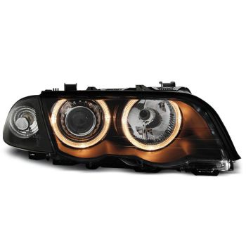 Фарове  с ангелски очи Черни за BMW E46 05.98-08.01 S/T