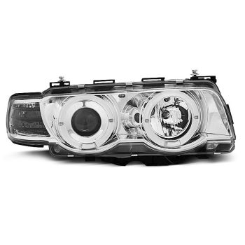 XENON Фарове  с ангелски очи хром за BMW E38 09.98-07.01