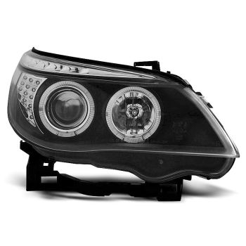 Фарове  с ангелски очи Черни LED INDICATOR за BMW E60/E61 03-07
