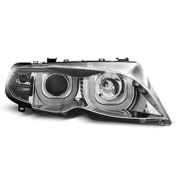 Фарове  с ангелски очи 3D хром за BMW E46 09.01-03.05 S/T