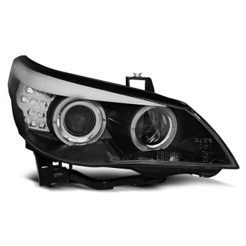Фарове  с ангелски очи Черни LED INDICATOR за BMW E60/E61 03-07
