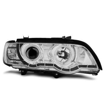 XENON Фарове  с ангелски очи хром за BMW X5 E53 09.99-10.03