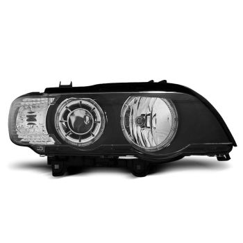 Фарове  с ангелски очи LED Черни за BMW X5 E53 09.99-10.03