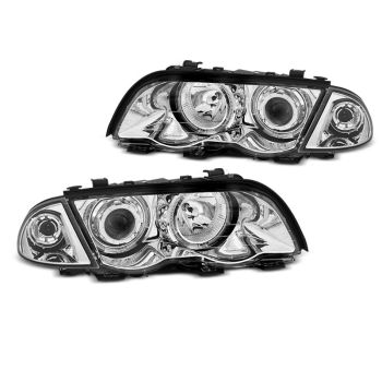 Фарове  с ангелски очи LED хром за BMW E46 05.98-08.01 S/T