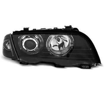 Фарове  с ангелски очи LED Черни за BMW E46 05.98-08.01 S/T