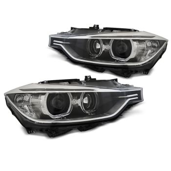 Фарове  с ангелски очи LED Черни за BMW F30/F31 10.11 - 05.15