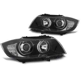 Фарове  с ангелски очи LED INDICATOR Черни за BMW E90/E91 03.05-11