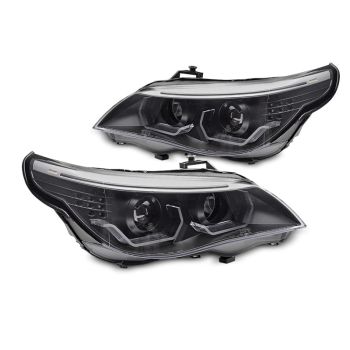 Фарове  с ангелски очи LED 3D Черни за BMW E60 E61 03-07