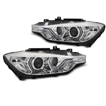 XENON Фарове  с ангелски очи LED DRL хром за BMW F30/F31 10.11 - 05.15