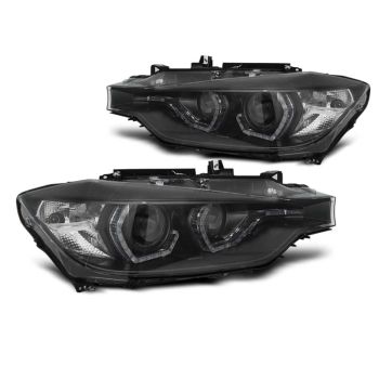 XENON Фарове  с ангелски очи LED DRL Черни за BMW F30/F31 10.11 - 05.15