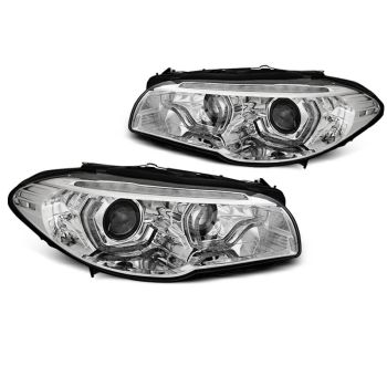 XENON Фарове  с ангелски очи LED DRL хром SEQ за BMW F10/F11 10-13