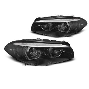 XENON Фарове  с ангелски очи LED DRL Черни SEQ за BMW F10/F11 10-13