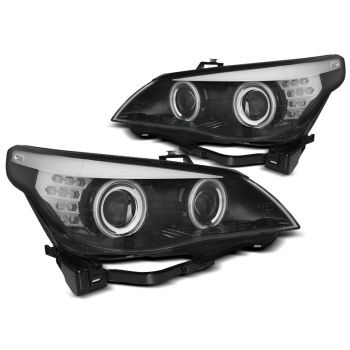 XENON D2S Фарове  CCFL с ангелски очи Черни LED INDICATOR за BMW E60/E61 03-04