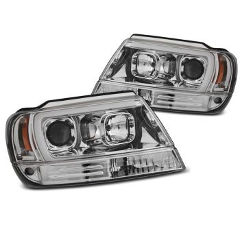 Фарове за CHRYSLER JEEP GRAND CHEROKEE 99-05.05 TUBE LIGHT хром