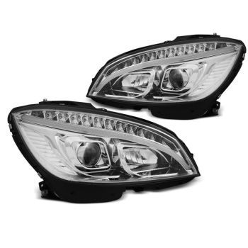 Фарове  TUBE LIGHT хром за MERCEDES W204 07-10