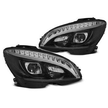 Фарове  TUBE LIGHT Черни SEQ за MERCEDES W204 07-10