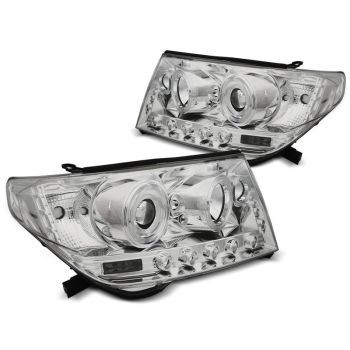 Фарове за TOYOTA LAND CRUISER FJ200 07-12 с ангелски очи хром