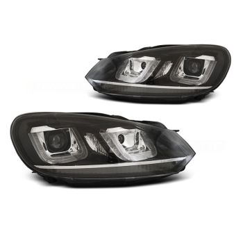 Фарове  U-LED LIGHT DRL Черни хром LINE за VW GOLF 6 08-12