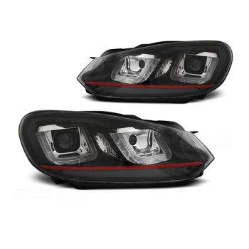 Фарове  U-LED LIGHT DRL Черни  LINE за VW GOLF 6 08-12