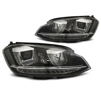 Фарове  U-LED LIGHT DRL Черни SEQ за VW GOLF 7 11.12-17