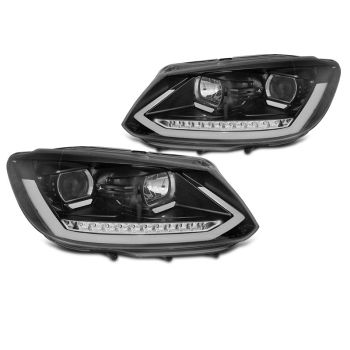 Фарове  TUBE LIGHT DRL Черни SEQ за VW TOURAN II 08.10-15