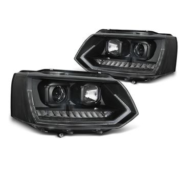 Фарове  TUBE LIGHT DRL Черни SEQ за VW T5 2010-2015